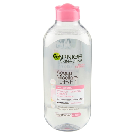 Garnier Acqua Micellare Tutto in 1 Struccante viso, occhi e labbra per pelli sensibili, 400 ml
